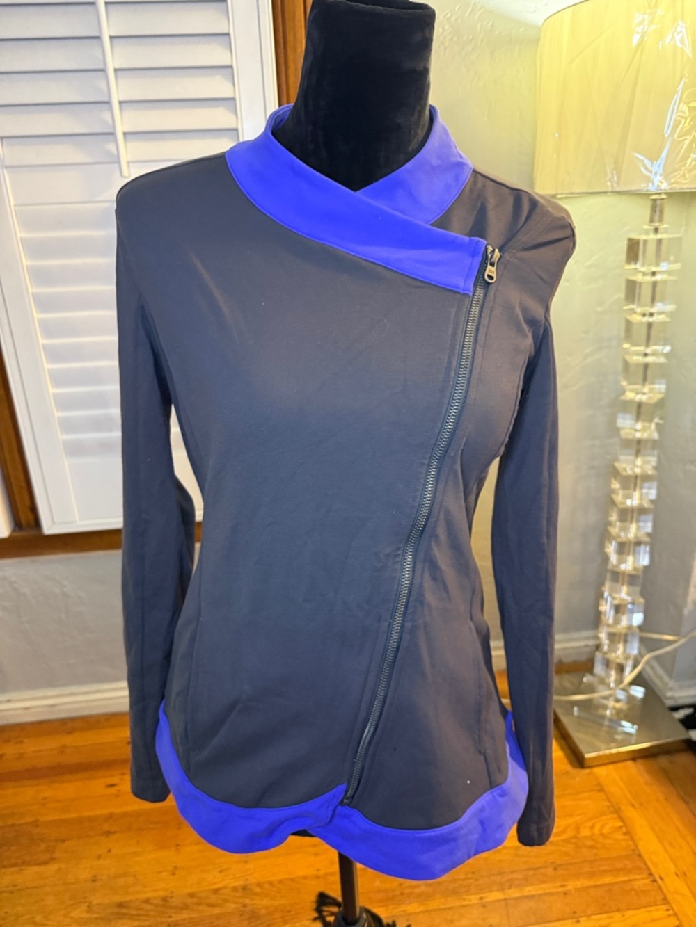 Lucy Black Jacket with Blue Trim